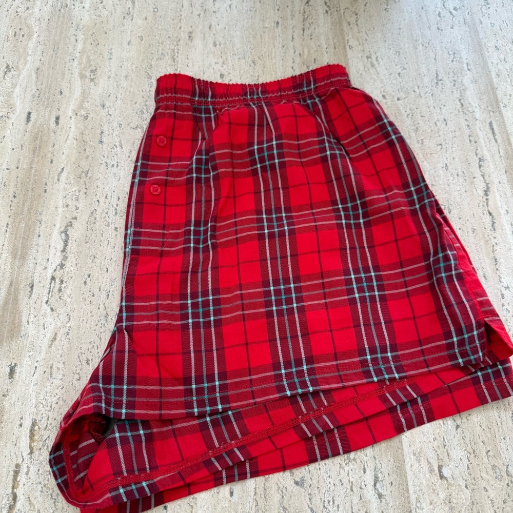PINK Plaid Elastic-Waist PJ SHORTS